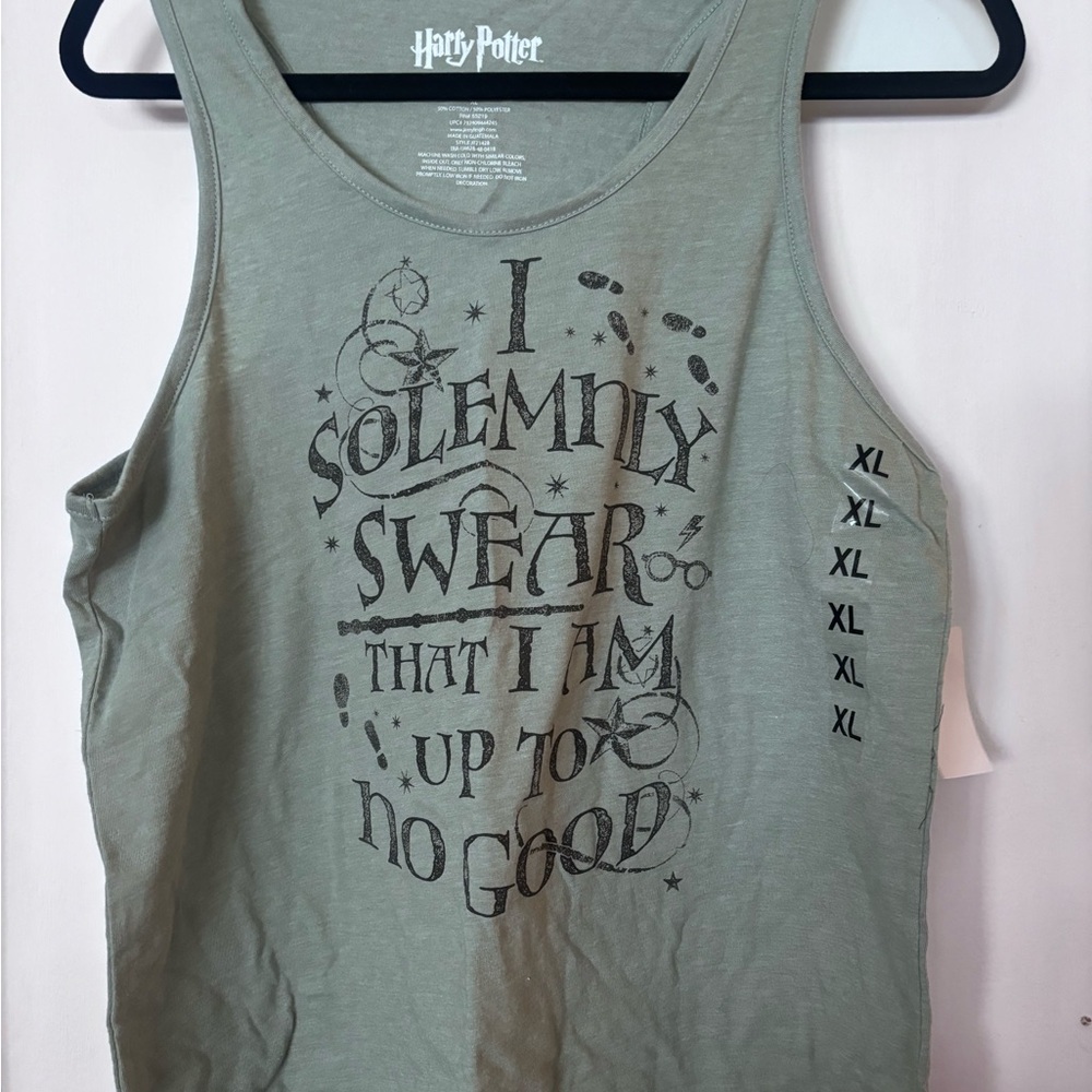 Kohl's Green Tank Top with Whimsical Text Design